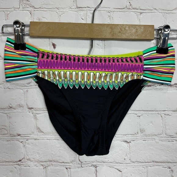 TRINA TURK Women’s black Multicolor  Bikini Swim Bottom Size 2, GUC‎ - Picture 1 of 4